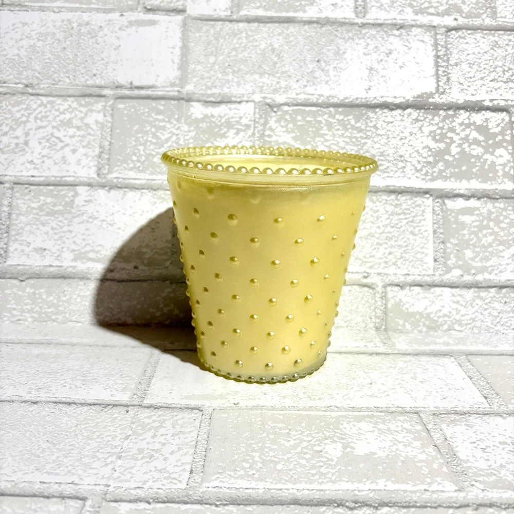 KHall Yellow Hobnail Glass Candle 18oz 510g NEW